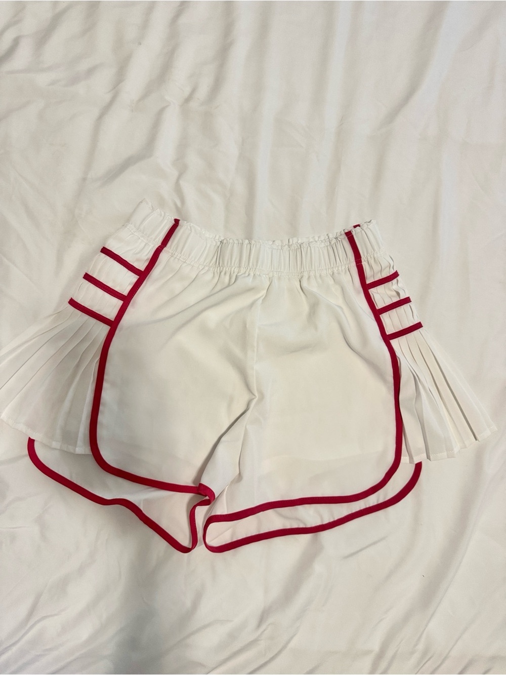 White Athletic Shorts with Pink Trim